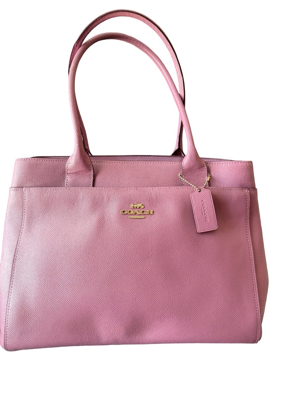 Coach Rose Pink Leather Tote Bag - Signature Logo - Picture 4 of 12